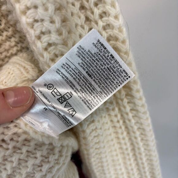 Banana Republic Chunky Knit Turtleneck Sweater Cream M Alpaca Wool - Picture 4 of 9
